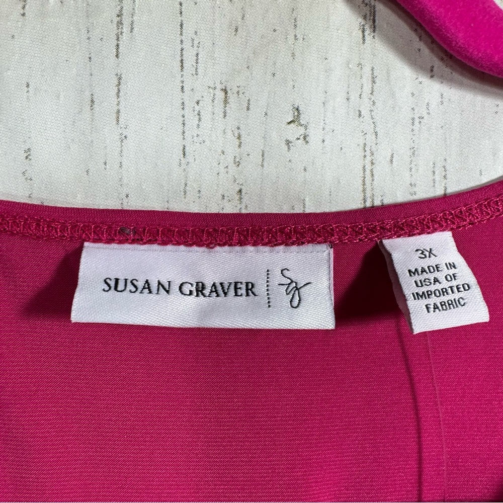 Susan Graver Liquid Knit Pink Embellished Tunic Top 3X Glam Resortwear Feminine - Picture 5 of 13